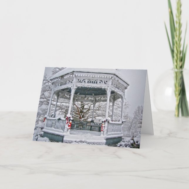 Cartes Pour Fêtes Annuelles Le palais de justice Gazebo dans la neige (Devant)
