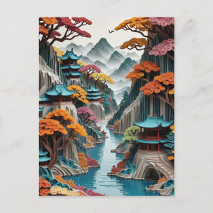 Cartes Pour Fêtes Annuelles Le paysage chinois de falaise en papier stratifié 
