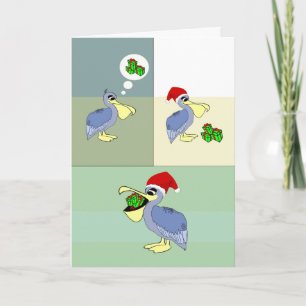 Cartes Pour Fêtes Annuelles Le pélican mignon de Père Noël mange Noël de