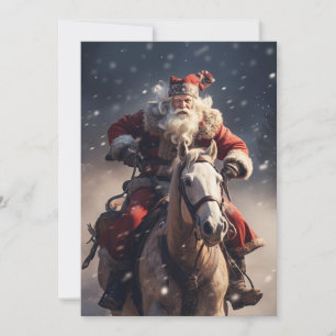 Cartes Pour Fêtes Annuelles Le Père Noël à cheval