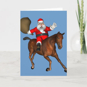 Cartes Pour Fêtes Annuelles Le Père Noël À Cheval Brown