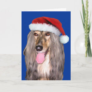 Cartes Pour Fêtes Annuelles Le Père Noël Afghan Hound - Customisé