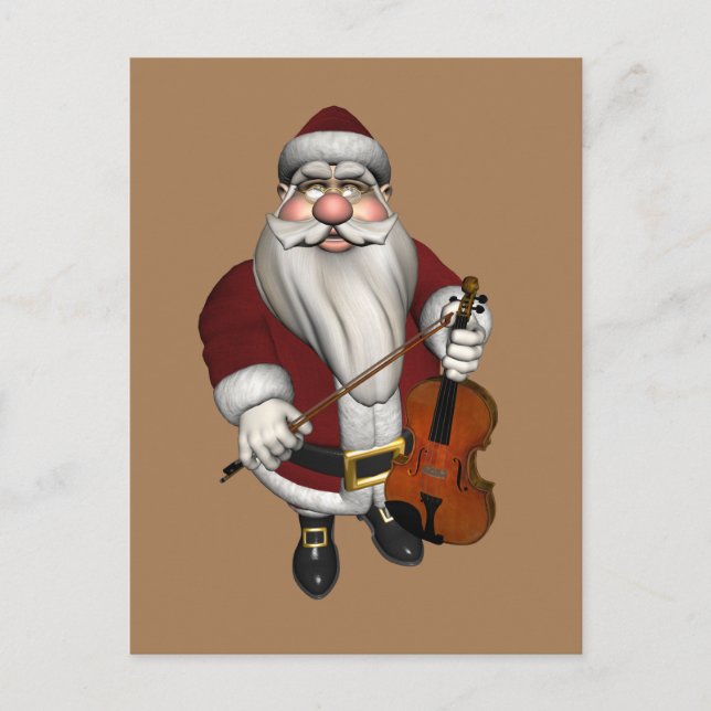 Cartes Pour Fêtes Annuelles Le Père Noël aime les violons (Devant)