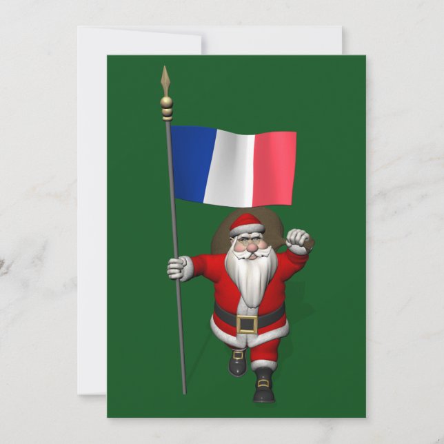 Cartes Pour Fêtes Annuelles Le Père Noël Avec L'Enseigne De France (Devant)