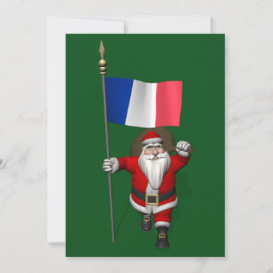 Cartes Pour Fêtes Annuelles Le Père Noël Avec L'Enseigne De France