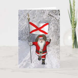 Cartes Pour Fêtes Annuelles Le Père Noël Avec L'Enseigne De L'Alabama