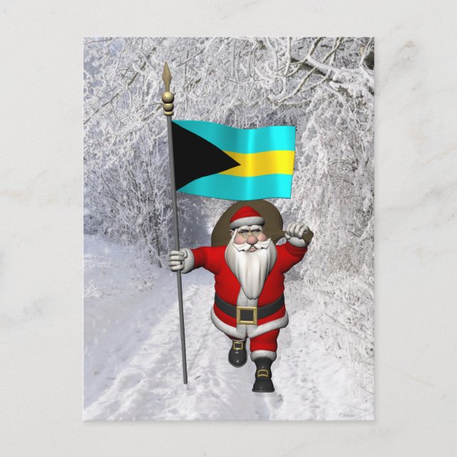 Cartes Pour Fêtes Annuelles Le Père Noël Avec L'Enseigne Des Bahamas (Devant)