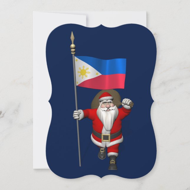 Cartes Pour Fêtes Annuelles Le Père Noël Avec L'Enseigne Des Philippines (Devant)