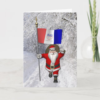 Cartes Pour Fêtes Annuelles Le Père Noël Avec L'Ensigne De Cleveland Ohio