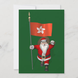 Cartes Pour Fêtes Annuelles Le Père Noël Avec L'Ensigne De Hong Kong