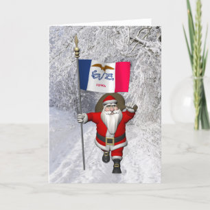 Cartes Pour Fêtes Annuelles Le Père Noël Avec L'Ensigne De L'Iowa