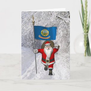 Cartes Pour Fêtes Annuelles Le Père Noël Avec L'Ensigne D'Idaho