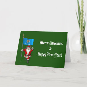 Cartes Pour Fêtes Annuelles Le Père Noël Avec L'Ensigne D'Oklahoma