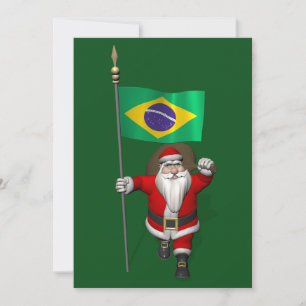Cartes Pour Fêtes Annuelles Le Père Noël Avec L'Ensigne Du Brésil
