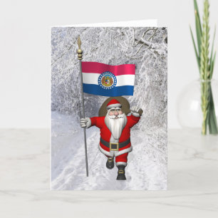 Cartes Pour Fêtes Annuelles Le Père Noël Avec L'Ensigne Du Missouri