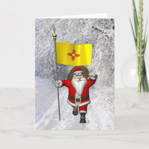 Cartes Pour Fêtes Annuelles Le Père Noël Avec L'Ensigne Du Nouveau Mexique