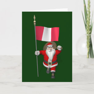 Cartes Pour Fêtes Annuelles Le Père Noël Avec L'Ensigne Du Pérou
