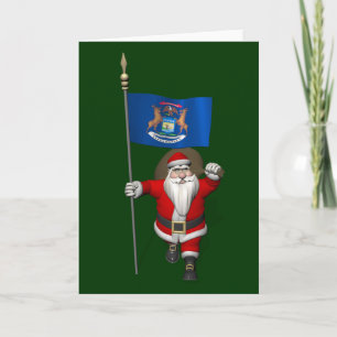 Cartes Pour Fêtes Annuelles Le Père Noël Avec L'Entrée Du Michigan