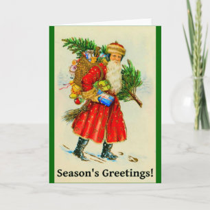 Cartes Pour Fêtes Annuelles Le père noël avec un arbre de Noël