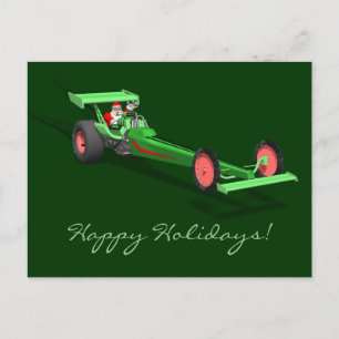 Cartes Pour Fêtes Annuelles Le Père Noël Conduit Un Dragster