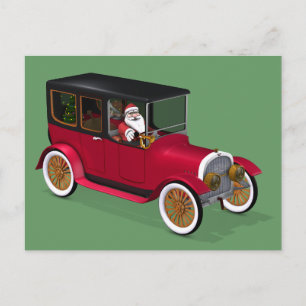 Cartes Pour Fêtes Annuelles Le Père Noël Dans La Barre Chaude