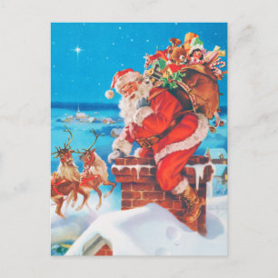 Cartes Pour Fêtes Annuelles Le Père Noël descend le Chemin