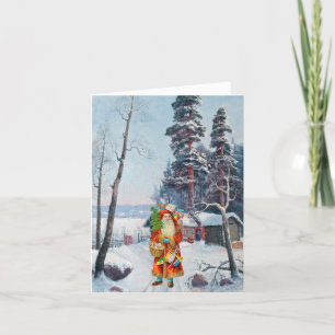 Cartes Pour Fêtes Annuelles Le Père Noël donne des présents