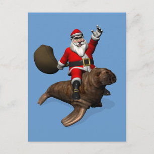 Cartes Pour Fêtes Annuelles Le Père Noël En Route Sur Walrus