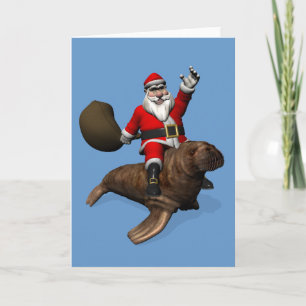 Cartes Pour Fêtes Annuelles Le Père Noël En Route Sur Walrus