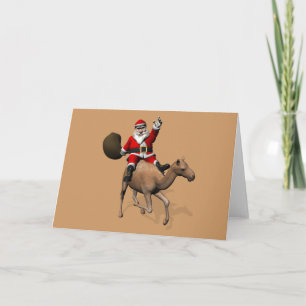 Cartes Pour Fêtes Annuelles Le Père Noël En Train De Monter Un Chameau