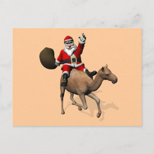 Cartes Pour Fêtes Annuelles Le Père Noël En Train De Monter Un Chameau
