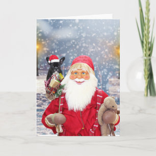Cartes Pour Fêtes Annuelles Le Père Noël et Cadeaux de Noël Chien-taureau fran