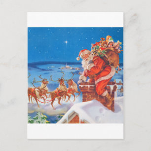 Cartes Pour Fêtes Annuelles Le Père Noël et son puissant renne