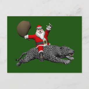 Cartes Pour Fêtes Annuelles Le Père Noël Fait Une Panthère Grise