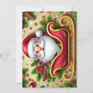Cartes Pour Fêtes Annuelles Le Père Noël Festif à Sleigh