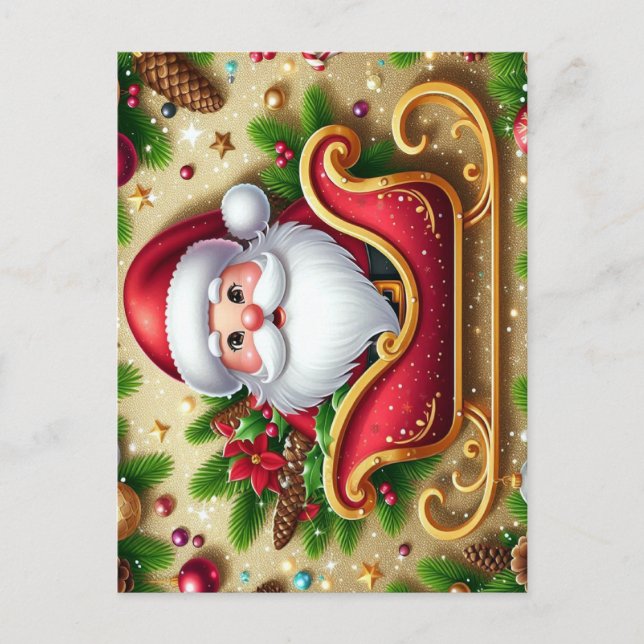 Cartes Pour Fêtes Annuelles Le Père Noël Festif à Sleigh (Devant)