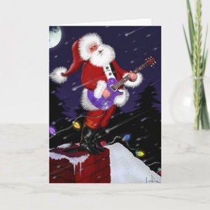 Cartes Pour Fêtes Annuelles Le Père Noël Jouant de la guitare électrique