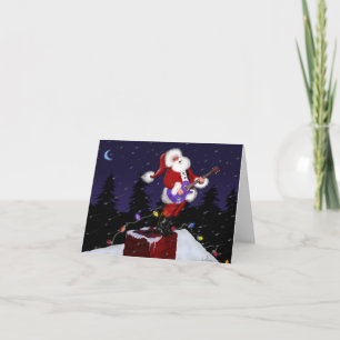 Cartes Pour Fêtes Annuelles Le Père Noël Jouant de la guitare électrique