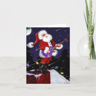Cartes Pour Fêtes Annuelles Le Père Noël Jouant de la guitare électrique
