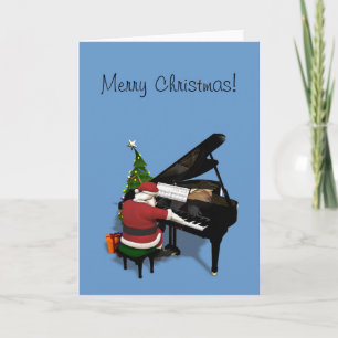 Cartes Pour Fêtes Annuelles Le père noël jouant le piano