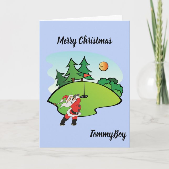 Cartes Pour Fêtes Annuelles Le Père Noël joue au golf (Devant)