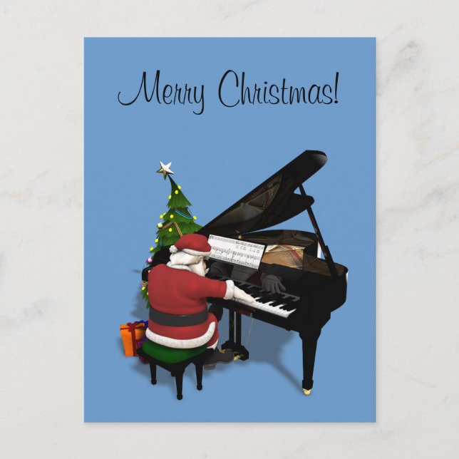 Cartes Pour Fêtes Annuelles Le Père Noël joue au piano (Devant)