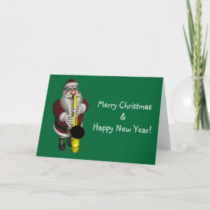 Cartes Pour Fêtes Annuelles Le Père Noël joue du saxophone