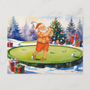 Cartes Pour Fêtes Annuelles Le Père Noël joue sur le green