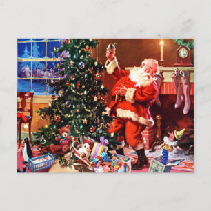 Cartes Pour Fêtes Annuelles Le Père Noël la nuit avant Noël
