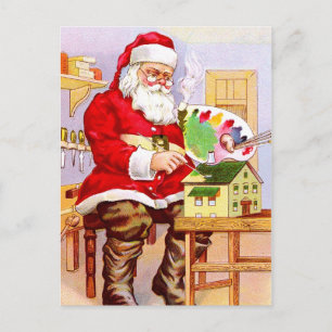 Cartes Pour Fêtes Annuelles Le Père Noël peint une poupée