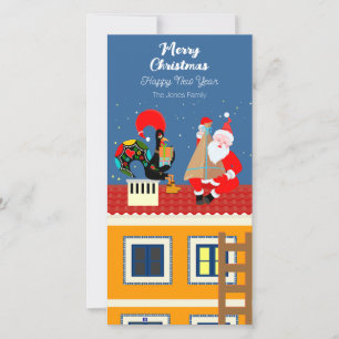 Cartes Pour Fêtes Annuelles Le Père Noël rencontre le Coq portugais