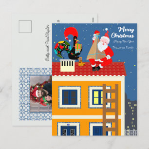Cartes Pour Fêtes Annuelles Le Père Noël rencontre le Coq portugais