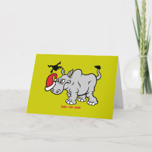 Cartes Pour Fêtes Annuelles Le père noël rencontre un rhinocéros