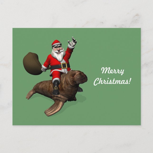 Cartes Pour Fêtes Annuelles Le Père Noël Se Rend À Walrus (Devant)